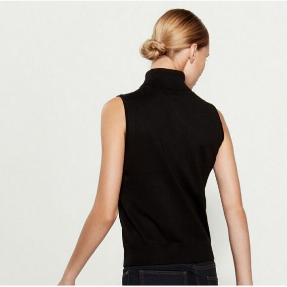 B2 Cable & Gauge Sleeveless Turtleneck Sweater Womens Small Black Knit Layering - Picture 2 of 6